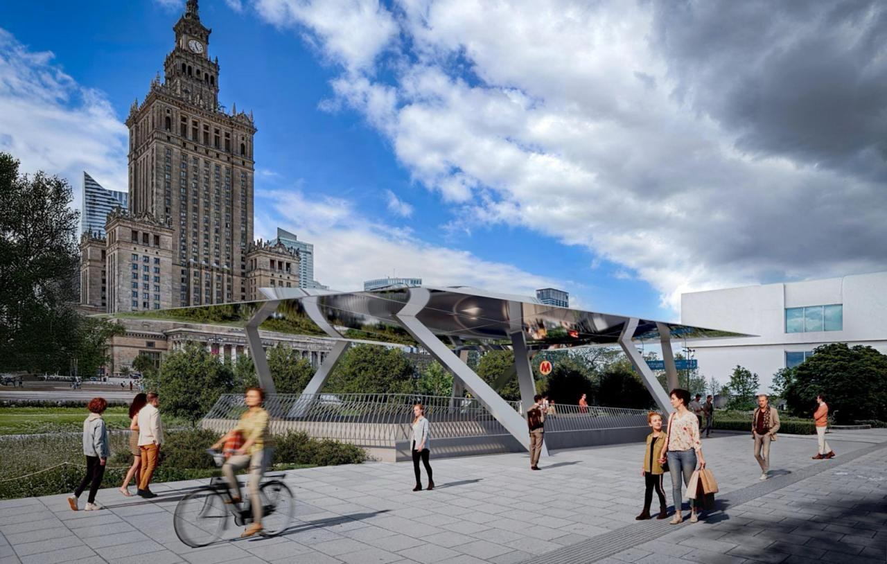 Визуализация новых входов на станцию метро Centrum в Варшаве